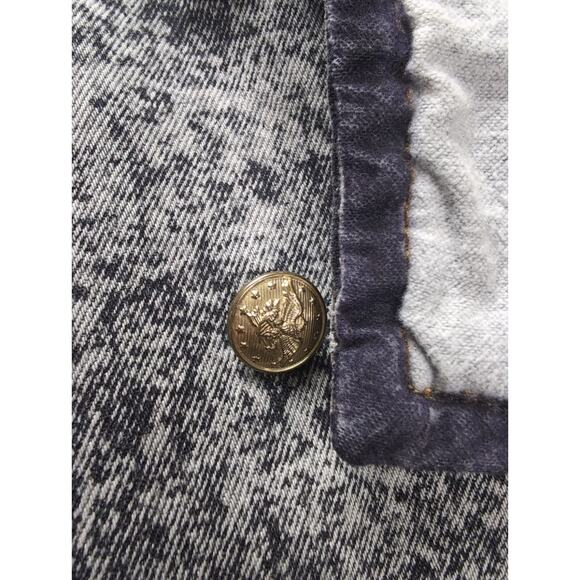 Vintage Nixit Acid Wash Military Denim Jean Jacket Gold‎ Button Size Large 80's - Picture 4 of 7